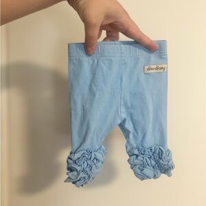 Sew Sassy Baby Girl Blue Ruffle Leg Stretchy Leggings Pants 6 Months